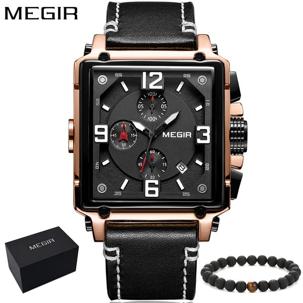megir brand new rectangle business fashion chronograph quartz watch for man men's leather band strap sport wristwatch boy gift, Slivery;brown
megir brand new rectangle business fashion chronograph quartz watch for man men's leather band strap sport wristwatch boy gift, Slivery;brown