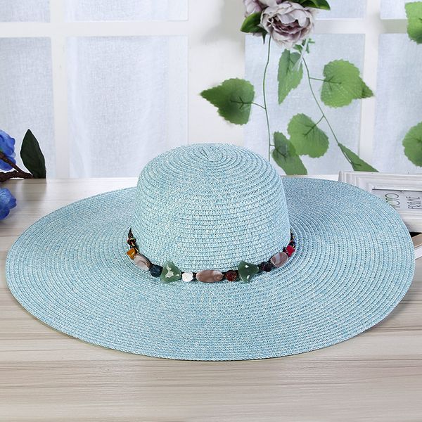 myelo fashion wide large brim sun hats for women handmade colorful stones beads straw hat summer beach sun shade caps, Blue;gray
myelo fashion wide large brim sun hats for women handmade colorful stones beads straw hat summer beach sun shade caps, Blue;gray