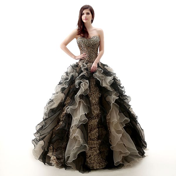 leopard long ball gown prom dresses 2018 sweetheart beaded ruffles skirt simple teens formal swwet 16 princess dresses custom, Black
leopard long ball gown prom dresses 2018 sweetheart beaded ruffles skirt simple teens formal swwet 16 princess dresses custom, Black