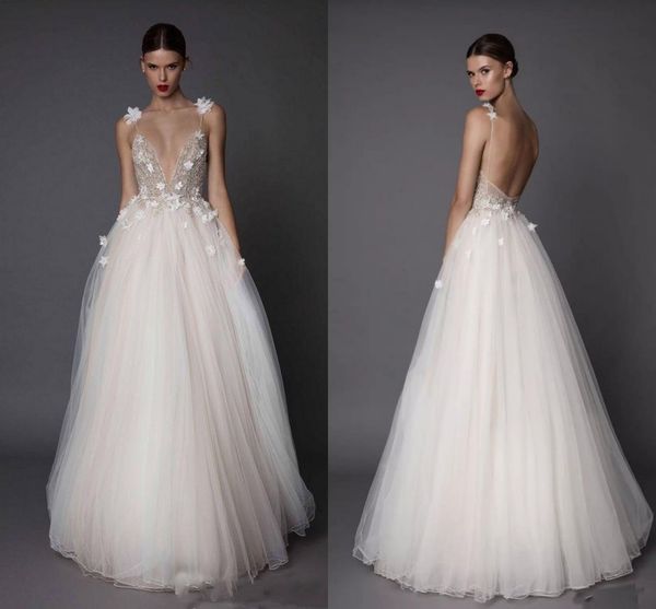 2018 beaded backless wedding dresses deep v neck a-line 3d applique beach wedding dress floor length tulle boho bridal gowns, White
2018 beaded backless wedding dresses deep v neck a-line 3d applique beach wedding dress floor length tulle boho bridal gowns, White