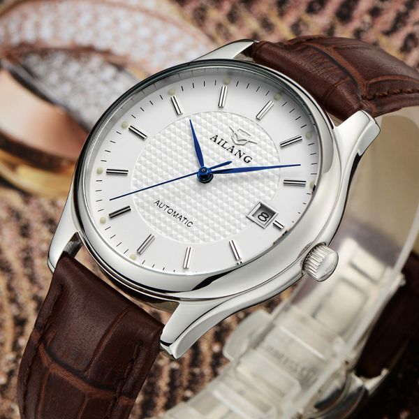 british designer ailang businessmen elegant leather dress watches 30m waterproof calendar wrist watch automatic relojes nw3312, Slivery;brown
british designer ailang businessmen elegant leather dress watches 30m waterproof calendar wrist watch automatic relojes nw3312, Slivery;brown