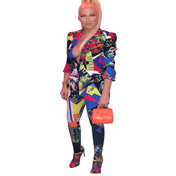 2018 autumn summer fashion women printing long blazer + skinny pant 2 pcs suits casual nightclub party tracksuit 4028, White;black
2018 autumn summer fashion women printing long blazer + skinny pant 2 pcs suits casual nightclub party tracksuit 4028, White;black