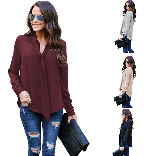 women chiffon v neck lace up blouse halter long sleeve designer shirts plus size shirts women blouses 2018 new ol causal tee female, White
women chiffon v neck lace up blouse halter long sleeve designer shirts plus size shirts women blouses 2018 new ol causal tee female, White