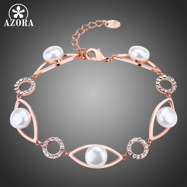 azora pearl eye luxury rose gold color chain link bracelet for women ladies shining clear austrian crystals jewelry ts0192, Black
azora pearl eye luxury rose gold color chain link bracelet for women ladies shining clear austrian crystals jewelry ts0192, Black
