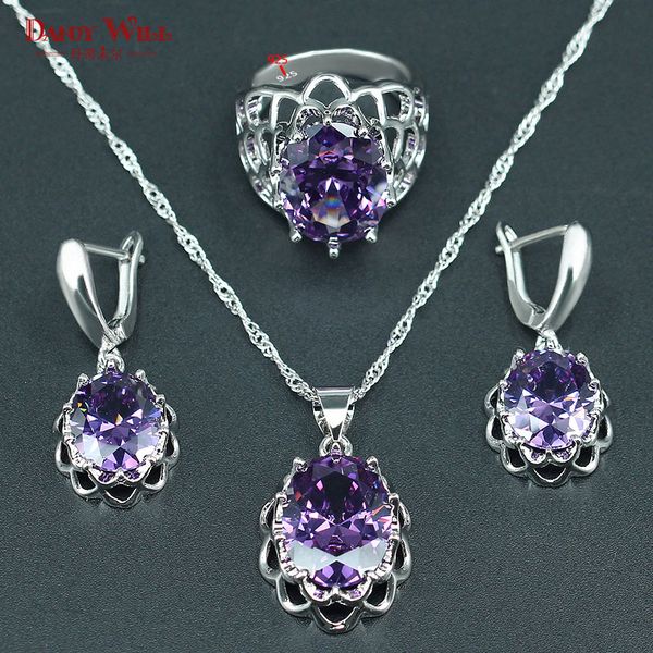 purple egg cubic zirconia 925 silver wedding jewelry set for women necklace earring ring pendants for bridal jewelry, Slivery;golden
purple egg cubic zirconia 925 silver wedding jewelry set for women necklace earring ring pendants for bridal jewelry, Slivery;golden