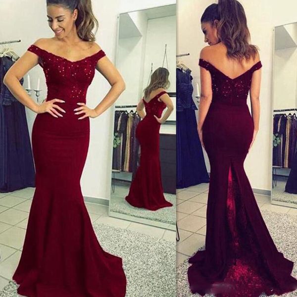 formal dark red off shoulder prom dresses mermaid custom made evening party gowns wear robe de soiree high quality, Black
formal dark red off shoulder prom dresses mermaid custom made evening party gowns wear robe de soiree high quality, Black