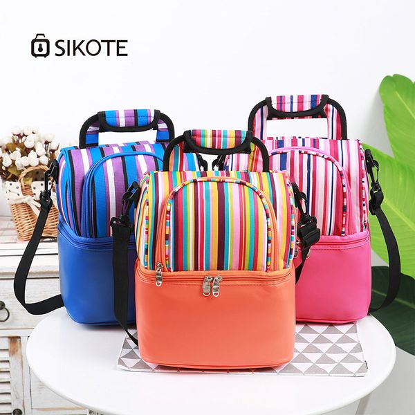 sikote 9l double layer lunch bags waterproof portable thermal bag for picnic colorful stripe bags for cooler keep fresh women, Blue;pink
sikote 9l double layer lunch bags waterproof portable thermal bag for picnic colorful stripe bags for cooler keep fresh women, Blue;pink