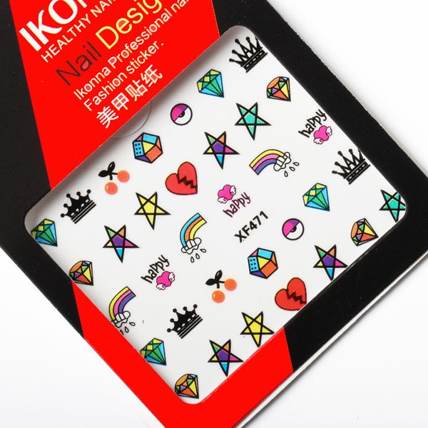 ikonna xf471 diamond crown cherry broken heart rainbow rainbow star eye happy colorful nail art stickers, Black
ikonna xf471 diamond crown cherry broken heart rainbow rainbow star eye happy colorful nail art stickers, Black