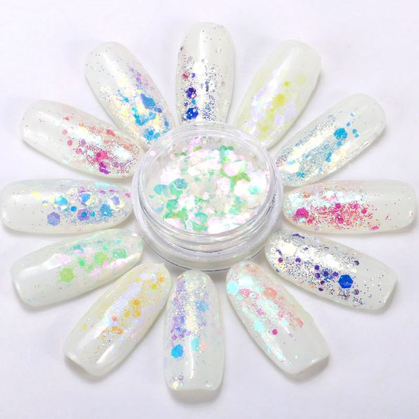 12 boxes/set iridescent ab nail sequins flakes hexagon nail glitter holographic pigment decoration manicure accessories, Silver;gold
12 boxes/set iridescent ab nail sequins flakes hexagon nail glitter holographic pigment decoration manicure accessories, Silver;gold
