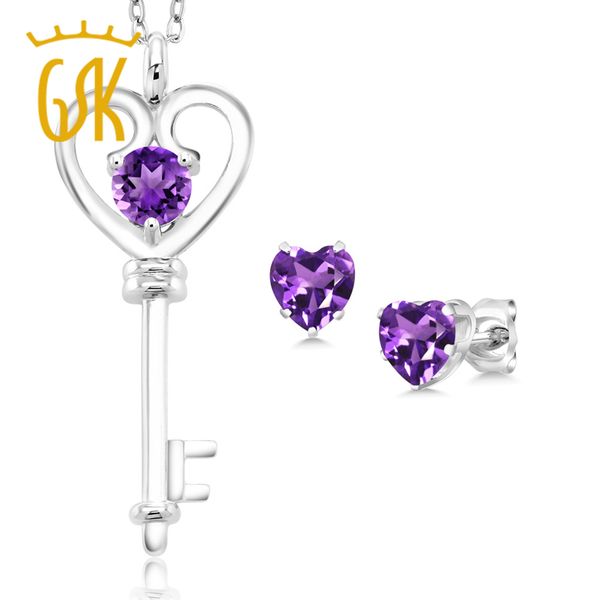 gemstoneking 1.25 ct round natural purple amethyst jewelry sets for women 925 sterling silver key pendant earrings set, Black
gemstoneking 1.25 ct round natural purple amethyst jewelry sets for women 925 sterling silver key pendant earrings set, Black