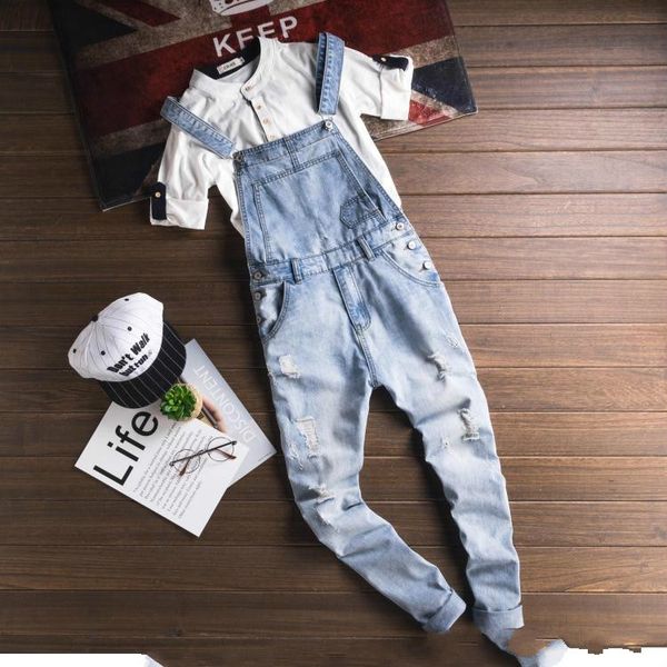 2018 fashion summer casual light blue denim overalls ripped jeans pockets long hole men jeans boyfriend jumpsuits
2018 fashion summer casual light blue denim overalls ripped jeans pockets long hole men jeans boyfriend jumpsuits