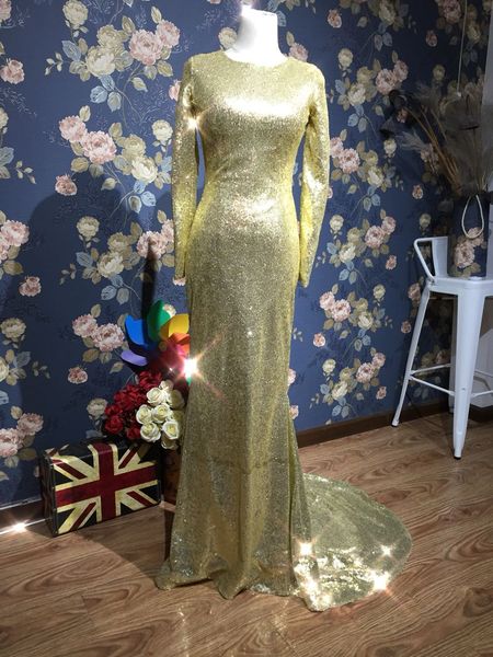 bling sequins long evening dresses 2019 gold long sleeves evening gowns sweep train prom dress real p, Black;red
bling sequins long evening dresses 2019 gold long sleeves evening gowns sweep train prom dress real p, Black;red