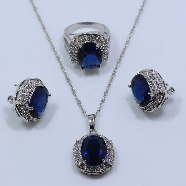 whole saleblue zircon 925 silver jewelry sets for women earring necklace pendant ring gift box t205, Slivery;golden 
whole saleblue zircon 925 silver jewelry sets for women earring necklace pendant ring gift box t205, Slivery;golden