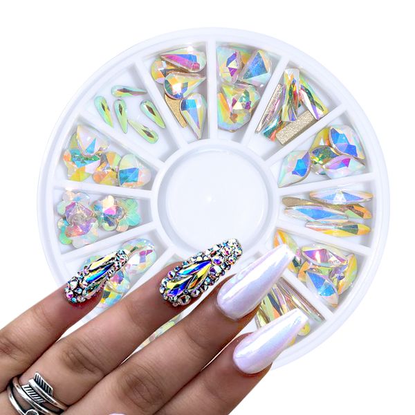 1 wheel crystal ab nail gems rhinestone for nail art glass geometry blossom jewelry diamond stone decoration manicure be694, Silver;gold
1 wheel crystal ab nail gems rhinestone for nail art glass geometry blossom jewelry diamond stone decoration manicure be694, Silver;gold
