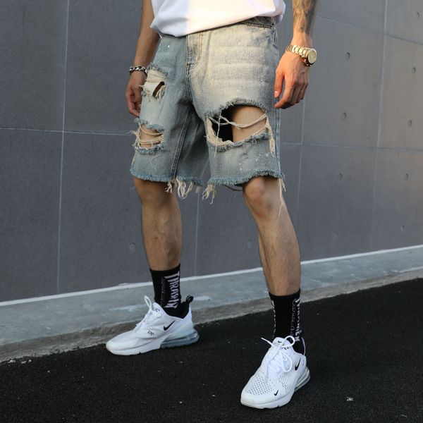men fashion denim short jeans black blue hip hop kanye west fear of god streetwear summer hole shorts s-xl, White;black
men fashion denim short jeans black blue hip hop kanye west fear of god streetwear summer hole shorts s-xl, White;black