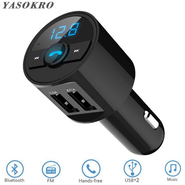 

YASOKRO автомобильный FM-передатчик Bluetooth громкой связи MP3-плеер радио автомобильный комплект FM-модулятор с 3.6 A USB зарядное устройство аксессуары