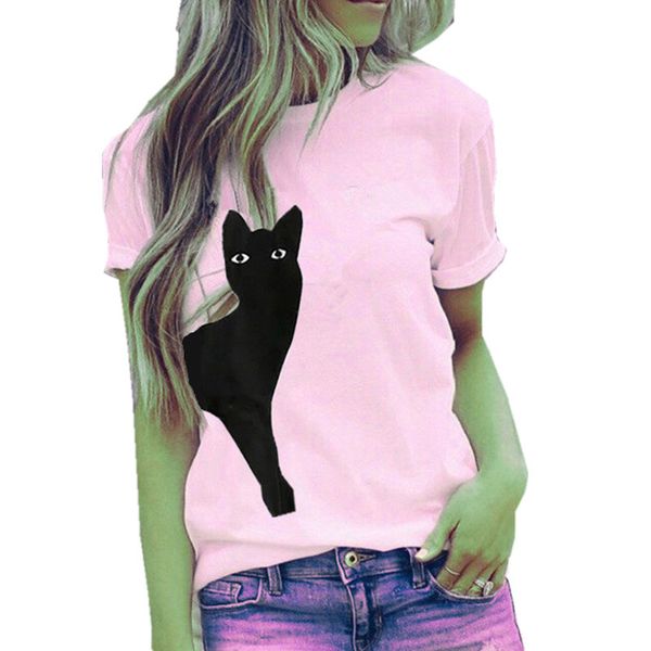 short t-shirt american and style cat print european blouse sleeve female dhl qqsxu, Black
short t-shirt american and style cat print european blouse sleeve female dhl qqsxu, Black