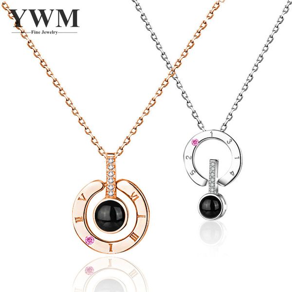 

ywm s925 silver jewelry love valentine's day memory necklace 100 languages i love you necklace with pedant for women girls
