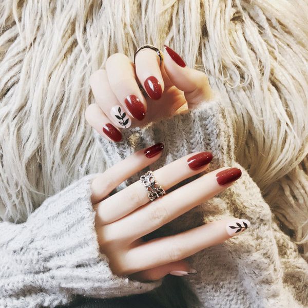 zhou 24pcs/set round head short false nails self-adhesive false nails fashion french laef design full cover artificial, Red;gold
zhou 24pcs/set round head short false nails self-adhesive false nails fashion french laef design full cover artificial, Red;gold