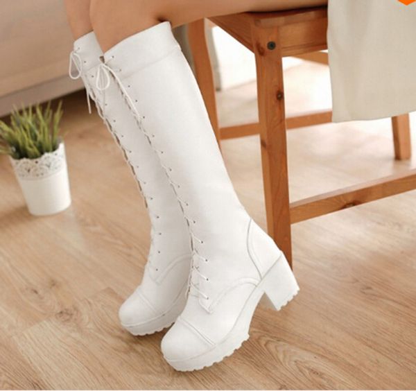 arrival knee high boots square mid heel winter shoes for female lace up round toe boots leicpsilverc, Black
arrival knee high boots square mid heel winter shoes for female lace up round toe boots leicpsilverc, Black