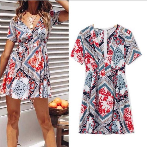 women's dresses 2018 summer new design v neck print dress lace slim thin high waist skirt fashion charming beach dress, Black;gray
women's dresses 2018 summer new design v neck print dress lace slim thin high waist skirt fashion charming beach dress, Black;gray