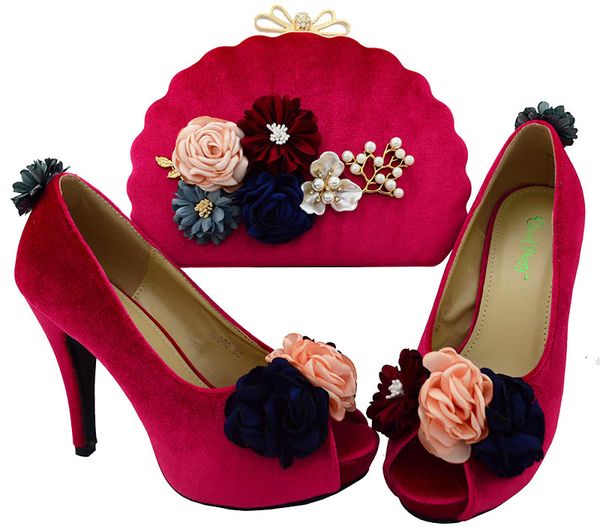 beautiful fuchsia women pumps with flower decoration african shoes match handbag set for lady dressing bl002 heel 11cm, Black
beautiful fuchsia women pumps with flower decoration african shoes match handbag set for lady dressing bl002 heel 11cm, Black