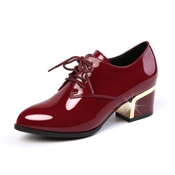 genuine patent leather lace up women's high heel casual block heel shoes pumps 2018 new design female footwear ladies pu big size 34-43, Black
genuine patent leather lace up women's high heel casual block heel shoes pumps 2018 new design female footwear ladies pu big size 34-43, Black