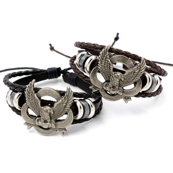 new men punk cool leather wrap bracelet fashion multicolor eagle charm bracelets wristband jewelry ing, Golden;silver
new men punk cool leather wrap bracelet fashion multicolor eagle charm bracelets wristband jewelry ing, Golden;silver