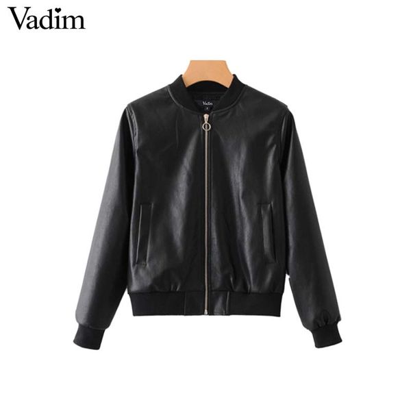 vadim women stylish pu leather jackets basic pockets coat zipper long sleeve pleated female black outerwear casual ca134, Black;brown
vadim women stylish pu leather jackets basic pockets coat zipper long sleeve pleated female black outerwear casual ca134, Black;brown