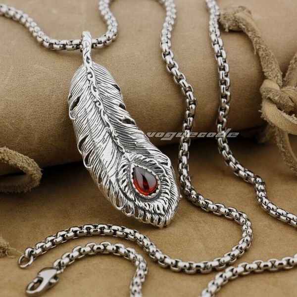 linsion huge 925 sterling silver feather red cz mens biker pendant 9j003 stainless steel necklace 24 inches
linsion huge 925 sterling silver feather red cz mens biker pendant 9j003 stainless steel necklace 24 inches