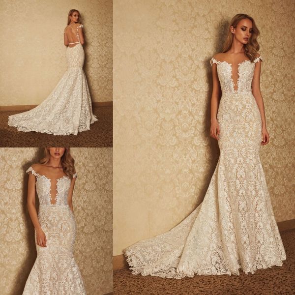 calla blanche mermaid wedding dresses lace off shoulder sleeveless bridal gowns applique sweep train backless custom made wedding dress, White
calla blanche mermaid wedding dresses lace off shoulder sleeveless bridal gowns applique sweep train backless custom made wedding dress, White