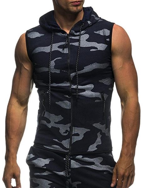 missky new summer men camouflage printed drawstring zipper slim fit sleeveless hoodie, Black
missky new summer men camouflage printed drawstring zipper slim fit sleeveless hoodie, Black