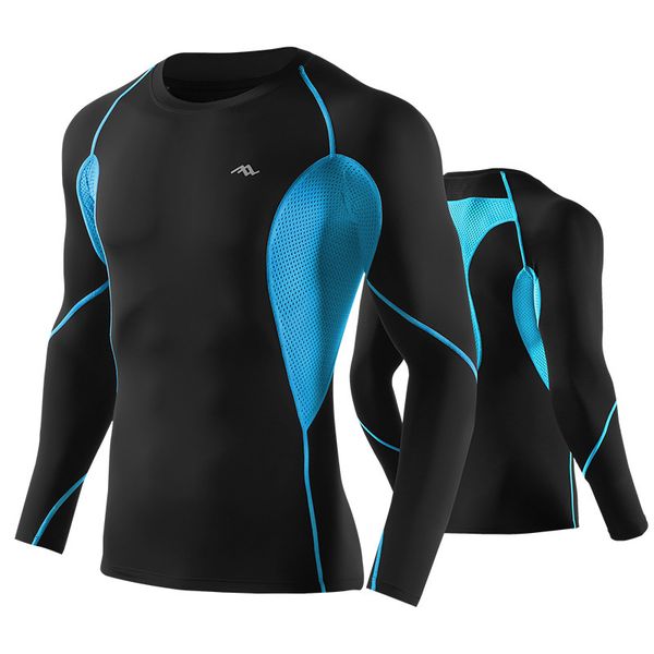 make black sport tights quick dry long sleeve t shirt running training compression gym suit, Gray;blue
make black sport tights quick dry long sleeve t shirt running training compression gym suit, Gray;blue