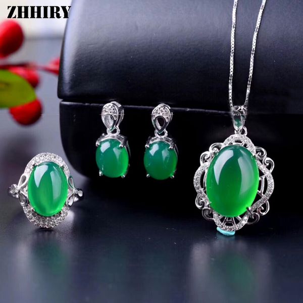 zhhiry women natural green chalcedony big gemstone jewelry sets genuine 925 sterling silver ring earrings necklace pendant, Black
zhhiry women natural green chalcedony big gemstone jewelry sets genuine 925 sterling silver ring earrings necklace pendant, Black