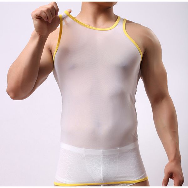 transparent gauze male underwear vest inside household wear underwear mesh for men undershirt, Black;brown
transparent gauze male underwear vest inside household wear underwear mesh for men undershirt, Black;brown