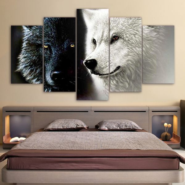 hd printed 5 piece canvas art abstract black white wolf couple painting wall pictures for living room home decoration gift
hd printed 5 piece canvas art abstract black white wolf couple painting wall pictures for living room home decoration gift