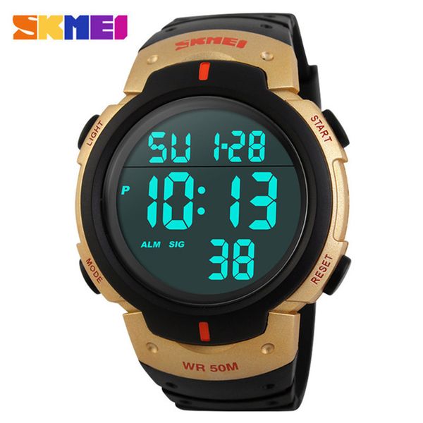 

2018 men sports watches fashion chronos countdown men's waterproof led digital watch man clock relogio masculino skmei, Slivery;brown