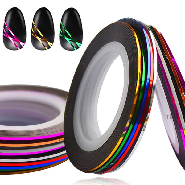 10pcs/lot 1mm mixed color rolls nail art striping tape line sticker zilver glitter decorations diy tips tools trnc391, Black
10pcs/lot 1mm mixed color rolls nail art striping tape line sticker zilver glitter decorations diy tips tools trnc391, Black