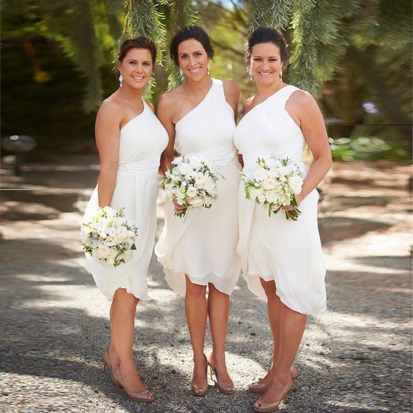 one shoulder chiffon short bridesmaid dresses knee length white ivory beach bridesmaid gowns summer autumn wedding party dresses, White;pink
one shoulder chiffon short bridesmaid dresses knee length white ivory beach bridesmaid gowns summer autumn wedding party dresses, White;pink