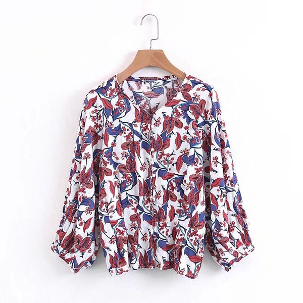europe style buttons floral print women blouse 2017 autumn spring new arrival long sleeve v-neck femme shirts casual, White
europe style buttons floral print women blouse 2017 autumn spring new arrival long sleeve v-neck femme shirts casual, White