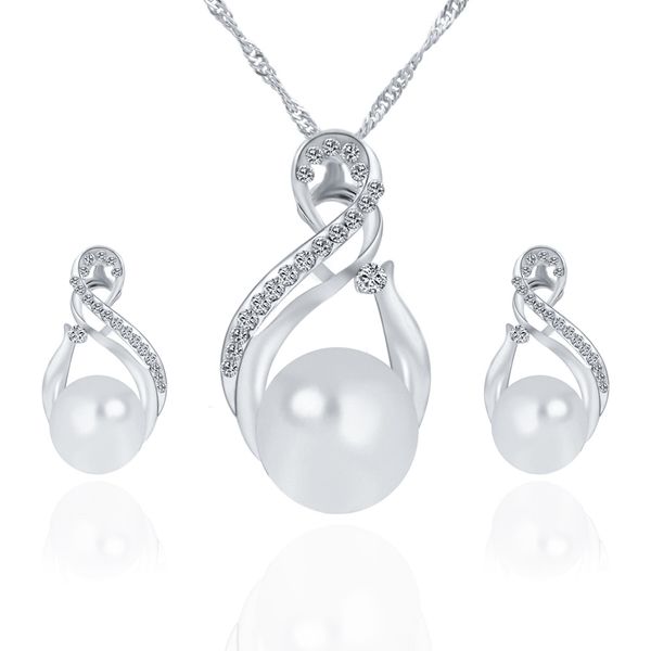 new ball faux pearl rhinestone necklace earrings gold plated jewelry sets women girl's wedding gift jewelry, Silver
new ball faux pearl rhinestone necklace earrings gold plated jewelry sets women girl's wedding gift jewelry, Silver