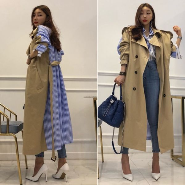 women casual loose patchwork medium long trench ladies striped back personality korean style wind coats, Tan;black
women casual loose patchwork medium long trench ladies striped back personality korean style wind coats, Tan;black