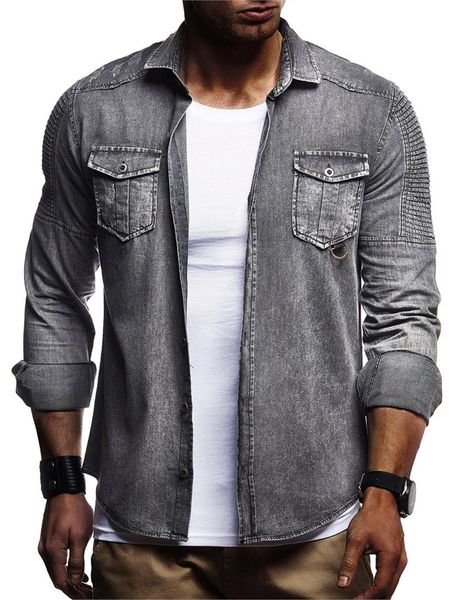 2018 denim shirt men cotton jeans cardigan casual fashion two-pocket slim fit long sleeve shirts for male camisa hombre -xxxl, White;black
2018 denim shirt men cotton jeans cardigan casual fashion two-pocket slim fit long sleeve shirts for male camisa hombre -xxxl, White;black