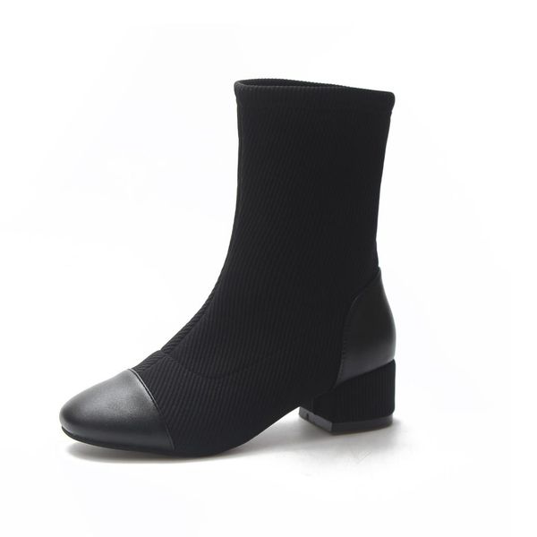 2019 sock boots women shoes elastic boots cloth mid-calf stretch knit bootie socks square heel ladies shoes, Black
2019 sock boots women shoes elastic boots cloth mid-calf stretch knit bootie socks square heel ladies shoes, Black
