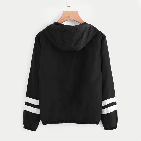 Varsity-Striped Pockets Up Hooded Women Jacket and Coat Basic Women Denim Clothes Zipper Jacket Black Embroidery Short Jacket Outerwear
Varsity-Striped Pockets Up Hooded Women Jacket and Coat Basic Women Denim Clothes Zipper Jacket Black Embroidery Short Jacket Outerwear
