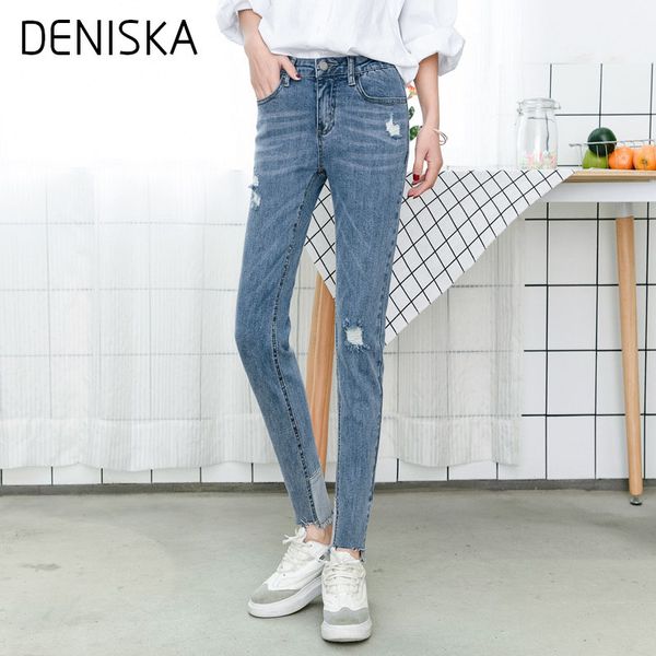deniska 2018 new knee rips hem skinny ankle jeans 2018 new spring high waist casual female bottoms blue plain trousers
deniska 2018 new knee rips hem skinny ankle jeans 2018 new spring high waist casual female bottoms blue plain trousers