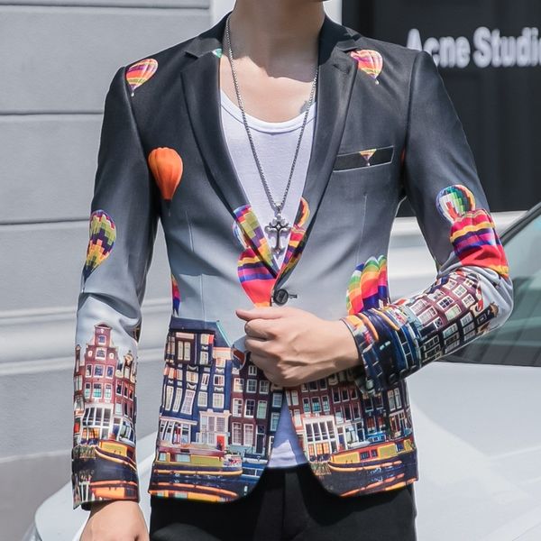 ballon print blazer pattern fancy male blazer suit jacket placement floral men fancy suit korean one button jacket, White;black
ballon print blazer pattern fancy male blazer suit jacket placement floral men fancy suit korean one button jacket, White;black