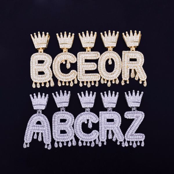new crown bail drip letters pendant men's custom name letters necklace cubic zircon hip hop jewelry with 4mm tennis 18inch chain, Silver
new crown bail drip letters pendant men's custom name letters necklace cubic zircon hip hop jewelry with 4mm tennis 18inch chain, Silver