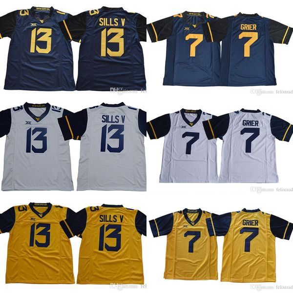 13 David Sills V West Virginia Mountaineers #7 Will Grier 2018 New Gold Yellow White Navy Blue Men college Football Jersey
13 David Sills V West Virginia Mountaineers #7 Will Grier 2018 New Gold Yellow White Navy Blue Men college Football Jersey