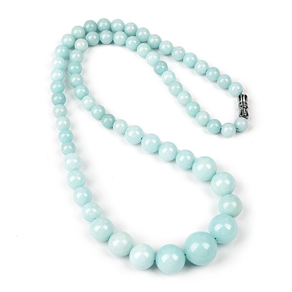 silky smooth 6 mm-14 mm dark green and the prevailing light blue semiprecious amazon jasper round bead shape necklace, Silver
silky smooth 6 mm-14 mm dark green and the prevailing light blue semiprecious amazon jasper round bead shape necklace, Silver
